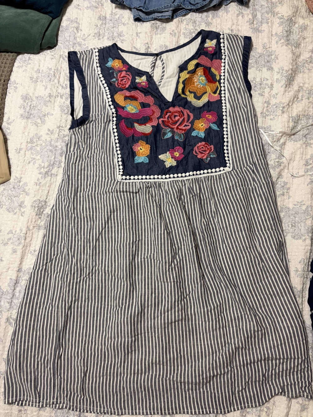 Floral And Striped Mini Dress